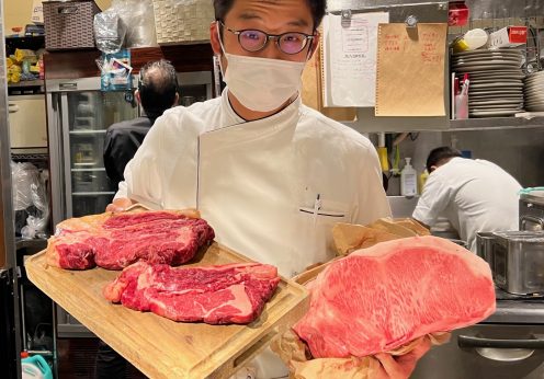 全共新潟県代表・関さんの黒毛和牛と山古志闘牛100日熟成闘牛肉を食する